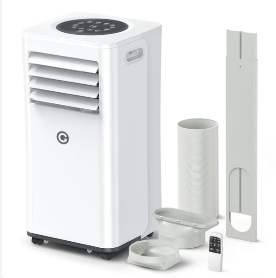 Air Conditioning Unit Portable Air Conditioner 9000 BTU 4-in-1 Dehumidifier, Cooling Fan with 2 Speeds, Digital Display & Remote Control