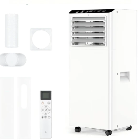 Portable Air Conditioner 9000 BTU, 4-in-1 Mobile Air Conditioning Unit with Dehumidifier, Fan & Sleep Mode, 24Hr Timer, Remote Control