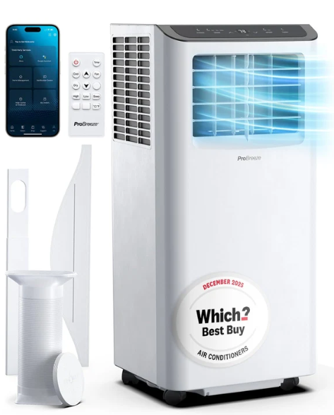 Pro Breeze 4-in-1 Portable Air Conditioner 9000 BTU - Smart Home WiFi, 24 hr Timer, Window Kit, Powerful Air Conditioning