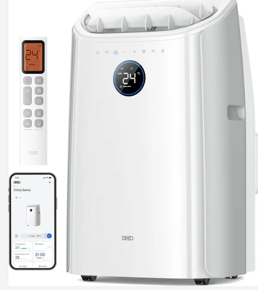 DREO 12000 BTU Portable Air Conditioner, 3-in-1 Cool/Fan/Dry Quiet AC Unit for Bedroom/Office, Smart App/Voice/Remote Control